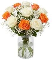 white-and-orange-roses