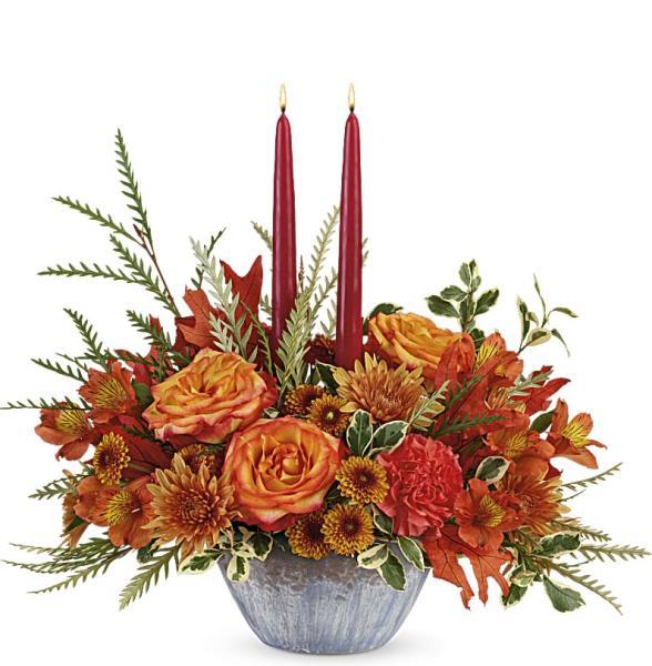 gratitude-centerpiece-orange-flowers