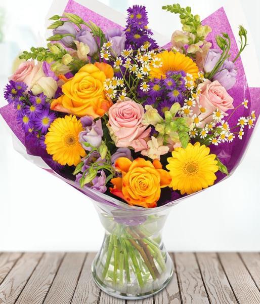 positivity-yellow-purple-flowers-bouquet