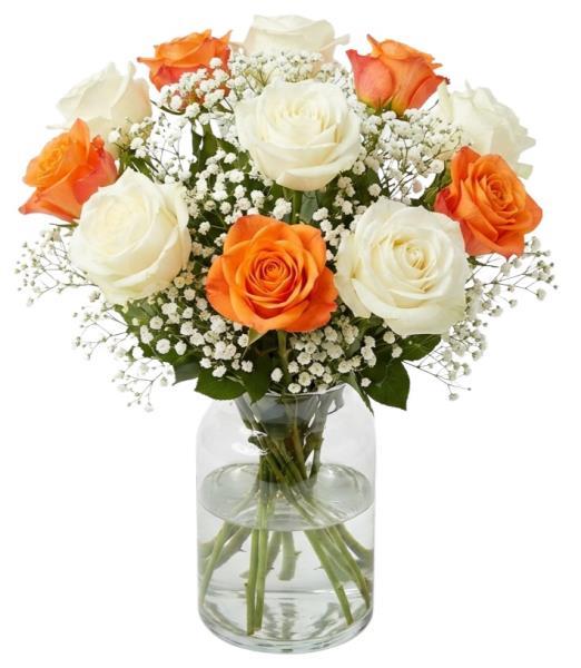 white-and-orange-roses